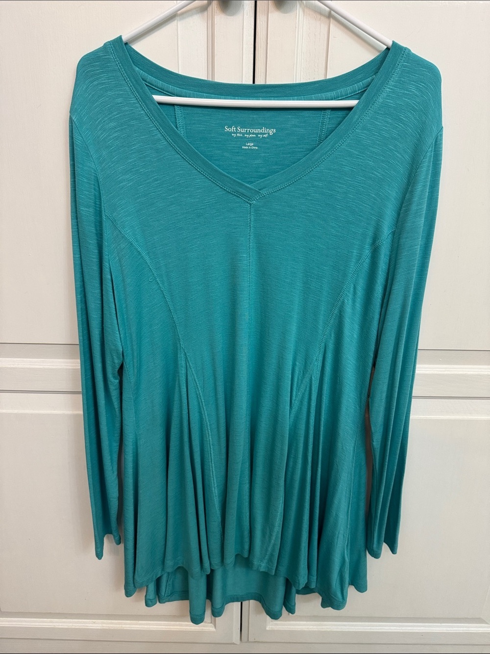 Soft Surroundings Teal V-Neck Long Sleeve Tunic Top. Basics casual size L
